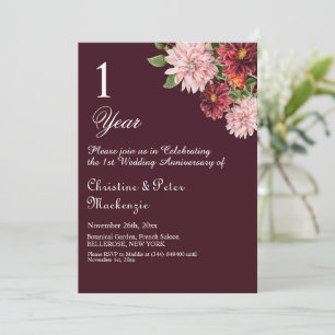 Convites Burgundy Floral de Casamento de 1rua
