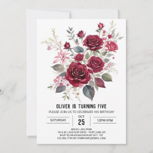 Convites Burgundy Floral de Crianças Botânicas