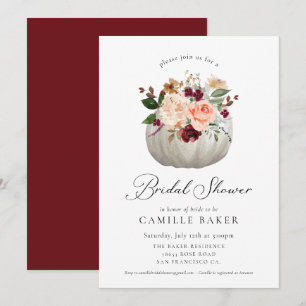 Convites Burgundy Floral e Chá de panela de Abóbora