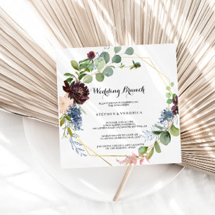 Convites Burgundy Floral e Greenery Wedding Brunch