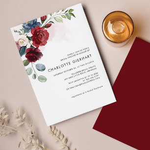 Convites Burgundy Floral Greenery Chá de panela