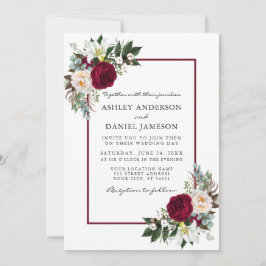 Convites Burgundy Floral Greenery Enquadrou Casamento