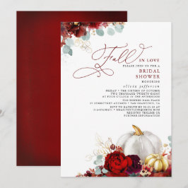 Convites Burgundy Floral Pumpkin Cai No Chá de panela De Am