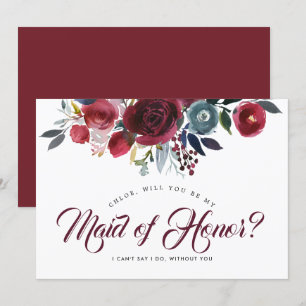 Convites Burgundy Floral será minha Madrinha de casamento?