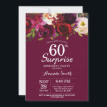 Convites Burgundy Floral Surpresa 60ª Festa de aniversário<br><div class="desc">Burgundy Floral Surpresa 60º Convite de aniversário para mulheres. Burgundy Red Festa de aniversário Convide. Flor Floral de Aquarela Burgundia 13 15 de 16º 18º 20 21rua 30 de 40º 50º 80 de 60º 70 de 100º. Para mais personalização, clique no botão "Personalizar" e use nossa ferramenta de design para...</div>