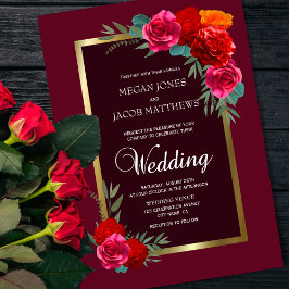 Convites Burgundy Floral Wedding