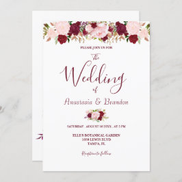 Convites Burgundy Floral Wedding