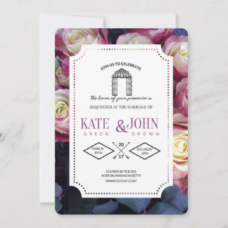 Convites Burgundy Floral Wedding Invitation Template