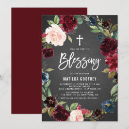 Convites Burgundy Floral Wreath Russo