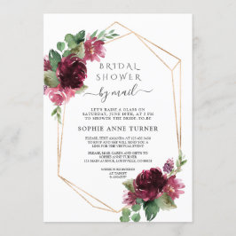 Convites Burgundy Flowers Virtual Chá de panela Por Email