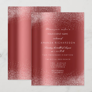 Convites Burgundy Folhas de Glitter Branco Quadro de Areia 