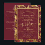 Convites Burgundy & Gold Leaves Calligraphy QR Code Wedding<br><div class="desc">This rustic boho chic wedding invitation features a beautiful watercolor design with lacy calligraphy and a watercolor background of leaves and foliage in shades of burgundy and gold. The back has room for you to list details and information along with a customizable QR code to direct your guests to your...</div>