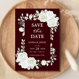 Convites Burgundy Gothic Roses Wedding Save The Date Card