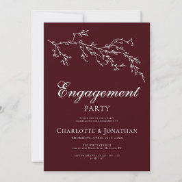 Convites Burgundy & Ivory Botanical Engagement Party