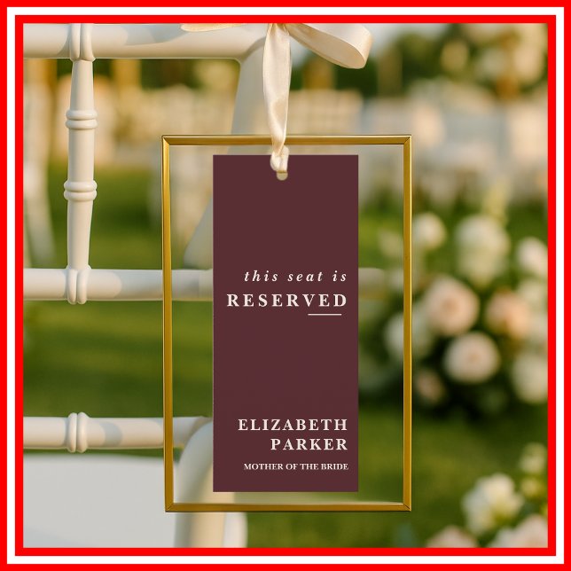 Convites Burgundy & Ivory Reserved Seating Wedding Tag (Criador carregado)