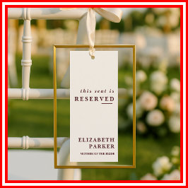 Convites Burgundy & Ivory Reserved Seating Wedding Tag