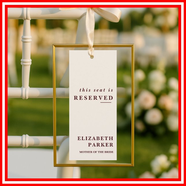 Convites Burgundy & Ivory Reserved Seating Wedding Tag (Criador carregado)