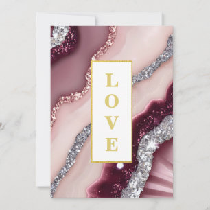 Convites *~ Burgundy LOVE Agate AR66 RSVP QR Wedding