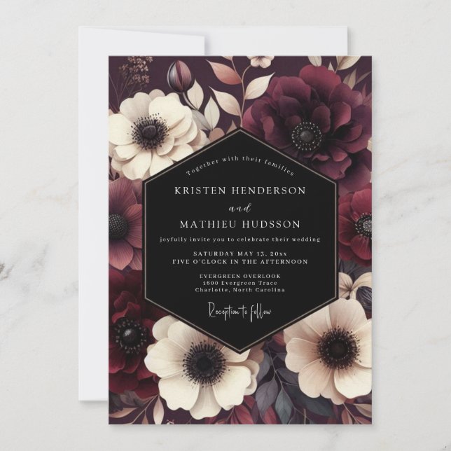 Convites Burgundy Lush Gothic Wedding (Frente)