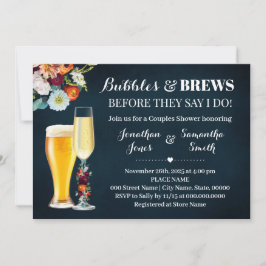 Convites Burgundy marinho Bolhas e Chá de casamento