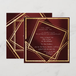 Convites Burgundy Maroon Geometry Ouro Square Aniversário