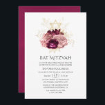 Convites Burgundy Marsala Blush Pink e Dourado Bat Mitzvah<br><div class="desc">Vintage burgundy,  blush e gold floral bat mitzvah convite personalizável para suas especificidades.</div>