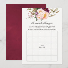 Convites Burgundy - Marsala e Floral de Pêssego Bingo de No