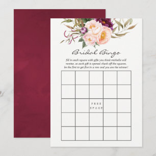 Convites Burgundy - Marsala e Floral de Pêssego Bingo de No