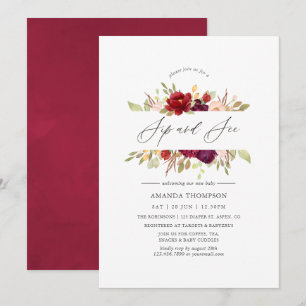Convites Burgundy - Marsala e floral rosé para prova e visu