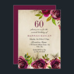 Convites Burgundy Marsala Floral Dourado 60º Aniversário Co<br><div class="desc">Burgundy Marsala Floral Dourado 60º Aniversário Convide Ver coleção correspondente em nicho e ninho loja Lindas e elegantes flores de burgundy. Cor d'água pintada à mão perfeita para o seu chá de panela</div>