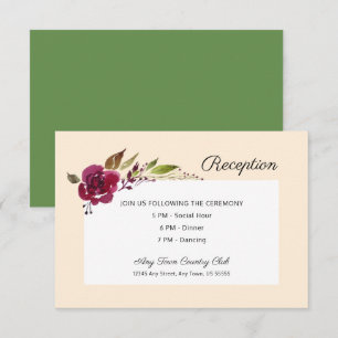 Convites Burgundy Marsala Floral   Recepção de casamento