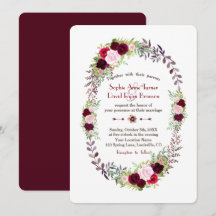 Burgundy Marsala Floral Wreath Wedes