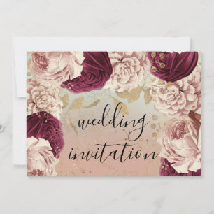 Convites Burgundy Marsala WedRosa Blue Rosa Floral