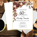 Convites Burgundy Mauve Ivory Fall Flowers 60º Aniversário<br><div class="desc">Flores Elegantes,  maduras e flores brancas de marfim criam um arranjo floral muito bonito. Berries e ramos dão uma vibração Boho moderna e rústica. O nome do celebrante de aniversário é escrito em uma fonte de script de eterno. Este artigo faz parte da coleção Borgonha,  Mauve e White Floral.</div>