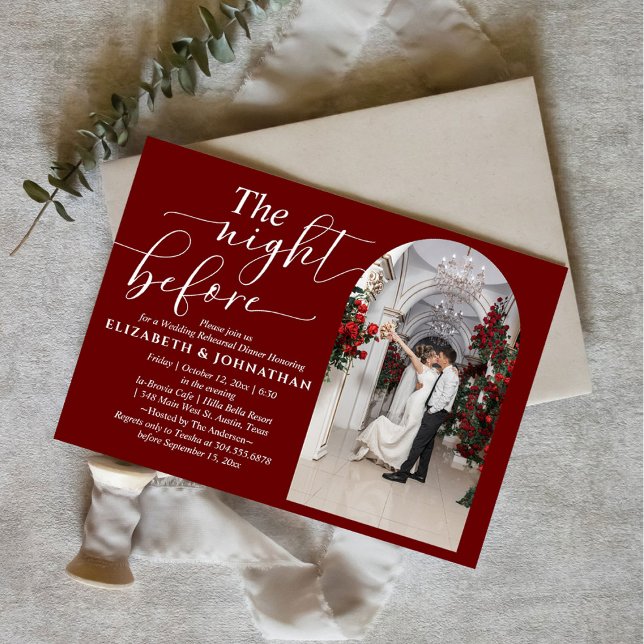 Convites Burgundy Na Noite Antes Do Janto De Ensaio (Criador carregado)