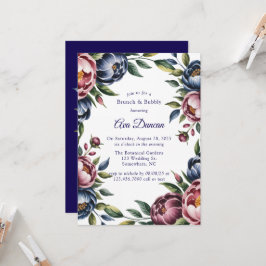 Convites Burgundy Navy Blush Peony Brunch and Bubbly