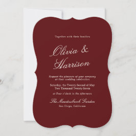 Convites Burgundy Old Money Calligraphy Wedding Invitation
