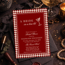 Burgundy Old Money Checkered Martini Bridal Shower