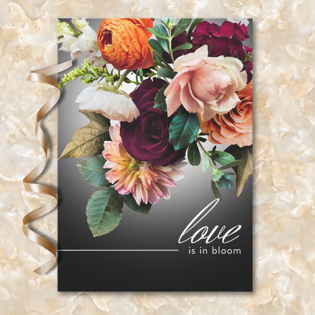 Convites Burgundy Orange Floral Love está no Bloomy Chá (Burgundy Orange Floral Love is in Bloom Shower Invitation)