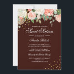 Convites Burgundy Peach Watercolor Floral Sweet Sessenta<br><div class="desc">Mais bonito 16 Convites florais na Loja Little Bayleigh!</div>