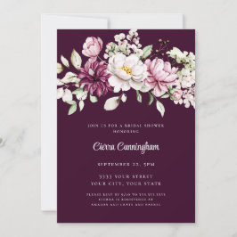 Convites Burgundy Plum Floral Bridal