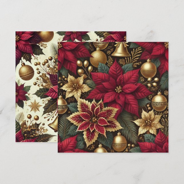 Convites Burgundy Poinsettia Imprimível (Frente/Verso)