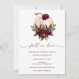 Convites Burgundy Pumpkin Fall in Love Chá de panela Invite