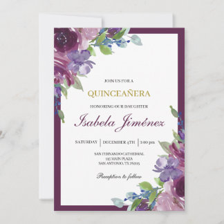 Convites Burgundy quinceañera invitation