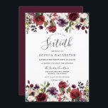 Convites Burgundy Red Boho 60ª Sessenta Festa de aniversári<br><div class="desc">Burgundy Red Boho 60ª Festa de aniversário Convidar Ver coleção correspondente em Niche e Nest Store</div>