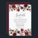 Convites Burgundy Red Boho 60ª Sessenta Festa de aniversári<br><div class="desc">Burgundy Red Boho 60ª Festa de aniversário Convidar Ver coleção correspondente em Niche e Nest Store</div>