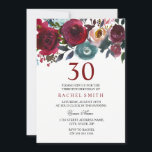 Convites Burgundy Red Floral Elegante aniversário de 30 ano<br><div class="desc">Burgundy Red Floral Elegant aniversário de 30 anos Convide - Pode mudar o texto e a cor como quiser. Flores Verdes Pintadas por Aquarelas e Design Floral de Borgonha de Texto Ver nossa Loja de Nicho e Nest para a coleção correspondente</div>