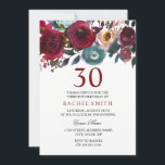 Convites Burgundy Red Floral Elegante aniversário de 30 ano<br><div class="desc">Burgundy Red Floral Elegant aniversário de 30 anos Convide - Pode mudar o texto e a cor como quiser. Flores Verdes Pintadas por Aquarelas e Design Floral de Borgonha de Texto Ver nossa Loja de Nicho e Nest para a coleção correspondente</div>