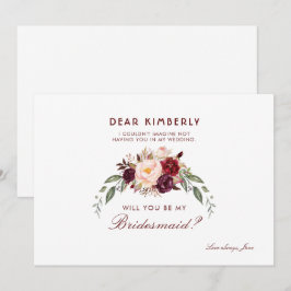Convites Burgundy Red Floral Você Será Minha Porta-Voz