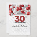 Convites Burgundy Red Silver Balloon Glitter aniversário de<br><div class="desc">Glam Moderno Burgundy Red Silver Balão Brilhante Glitter Qualquer Convite De Aniversário</div>